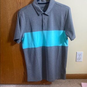 Nike Gray and Blue Polo Shirt Modern Sporty Design